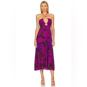 Faithfull the Brand Purple Floral Midi Dress 🆕 With Tags